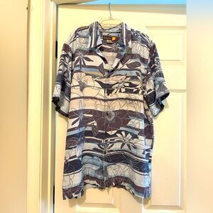 Quiksilver Men's Blue Floral Camp Shirt Size L